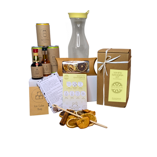 BABIDA Gift Set with Picnic Carafe – Portuguese White Sangria (Alcoholic) Pitcher Cocktail – Refreshing 4 Servings + 1 Litre Picnic Carafe