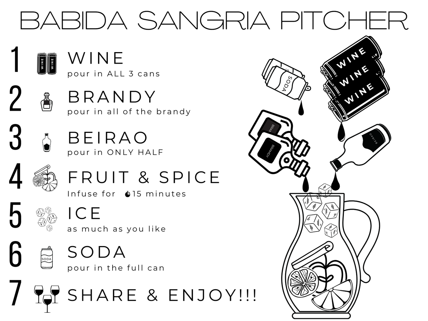 BABIDA | White Sangria Cocktail Gift Set (6 portions + Pitcher)